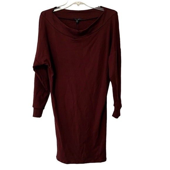 NEW Indah Body Baby Ruth Boatneck Mini Dress in Port Size 1 US Small Burgundy - Picture 10 of 15